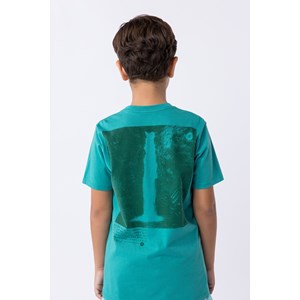 Camiseta infantil masculina em malha 100% algodão Verde Esmeralda