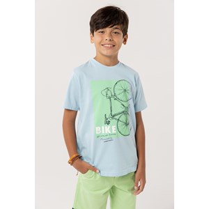 Camiseta Infantil Masculina Estampa BIKE Azul Claro