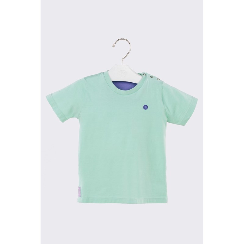 Camiseta infantil masculina malha 100% algodão com bordado Acqua