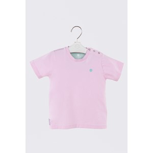 Camiseta infantil masculina malha 100% algodão com bordado Rosa Claro