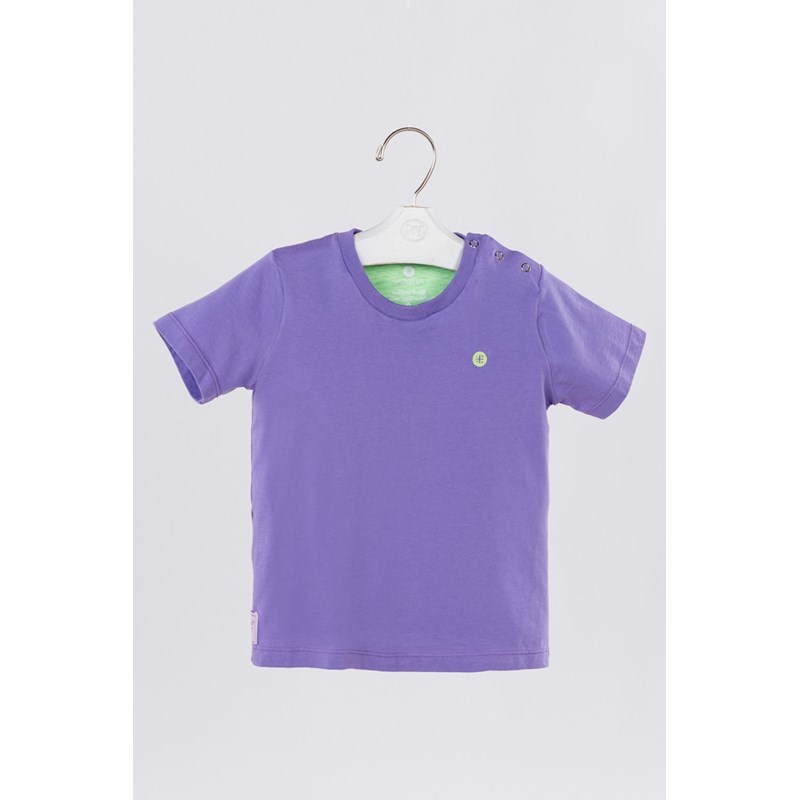 Camiseta infantil masculina malha 100% algodão com bordado Roxo