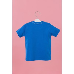 Camiseta infantil masculina malha 100% algodão e bordado frente Azul Médio