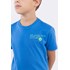 Camiseta infantil masculina malha 100% algodão e bordado frente Azul Médio