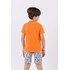 Camiseta infantil masculina malha 100% algodão e bordado frente Laranja