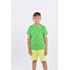 Camiseta infantil masculina malha 100% algodão e bordado frente Verde Médio