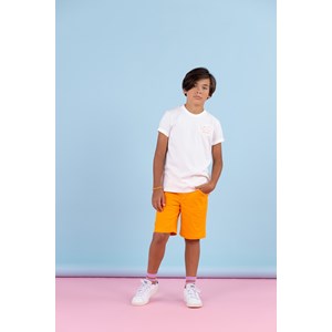 Camiseta infantil masculina malha 100% algodão frente bordado Off white