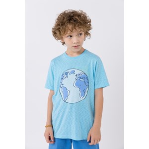 Camiseta infantil masculina malha 100% algodão silk eco Azul Claro