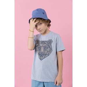 Camiseta infantil masculina malha 100% algodão silk espinhadinho Azul Jeans