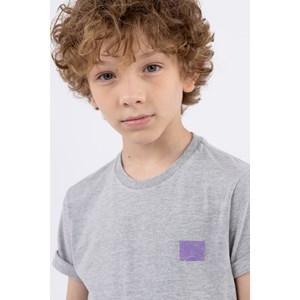 Camiseta infantil masculina malha 100% algodão silk frente e costas Mescla Médio