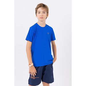 Camiseta infantil masculina malha dry fit furadinha Azul Escuro