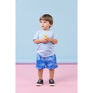 Camiseta infantil masculino malha 100% algodão e silk 3d frente Azul Claro