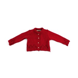 Casaco De Tricot Feminino Infantil / Baby Em Fio De Tricot Condorcryl - 1+1 Vermelho