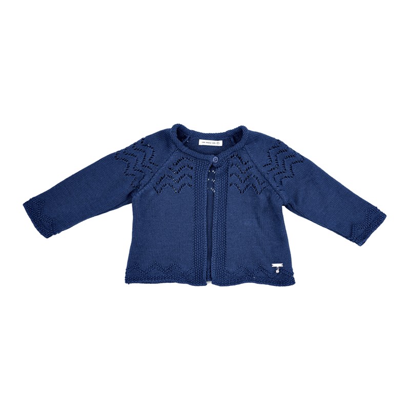 Casaco Infantil / Baby Em Tricot - Um Mais Um Azul Jeans