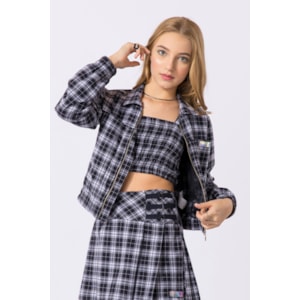 Casaco teen feminino xadrez 100% algodão Preto