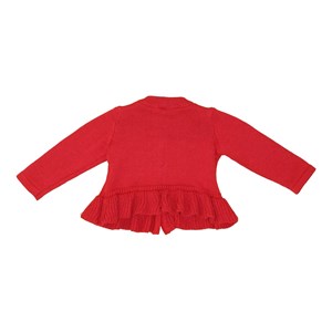 Casaco tricot baby feminino com laços frontais Vermelho