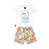 Conjuntinho Infantil / Baby Masculino Camiseta + Bermuda Em Malha E Sarja Com Lycra - 1+1 Amarelo Canario