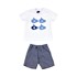 Conjuntinho Infantil / Baby Masculino Camiseta + Bermuda Em Malha Strong Com Xadrez - 1+1 Marinho
