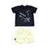 Conjuntinho Infantil / Baby Masculino Camiseta + Bermuda Em Malha Strong E Moletom -1+1 Amarelo Claro