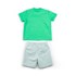 Conjuntinho Infantil / Baby Masculino Camiseta + Bermuda Em Malha Strong E Sarja Maquinetada Listrad Verde