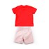 Conjuntinho Infantil / Baby Masculino Camiseta + Bermuda Em Malha Strong E Sarja Maquinetada Listrad Laranja Escuro