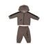 Conjunto abrigo infantil / baby masculino moletom com capuz + calça BEGE CLARO