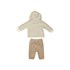 Conjunto abrigo infantil/ baby menino blusa ursinho moletom capuz + calça BEGE CLARO