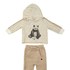 Conjunto abrigo infantil/ baby menino blusa ursinho moletom capuz + calça BEGE CLARO