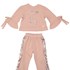 Conjunto abrigo infantil feminino blusa manga 3/4 "COLEGE" + calça com recorte lateral Rosa Claro