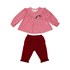 Conjunto baby feminino bata bufante manga longa quadriculada + calça Vermelho Tamanho M