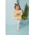 Conjunto baby feminino bata manga longa em tecido poa + calça com faixa lateral Amarelo Canário Tamanho M