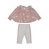 Conjunto baby feminino bata manga longa em tecido poa + calça com faixa lateral Rosa Claro Tamanho P