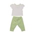 Conjunto baby feminino blusa manga curta com babado florido + calça com faixa lateral LIMA