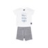 Conjunto Baby Menino T-Shirt Estampada + Bermuda Elástico Mescla Claro
