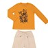 Conjunto baby menino t-shirt urso malha manga longa + calça moletom BEGE CLARO