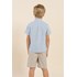 Conjunto camisa infantil masculina em tricoline e bermuda de sarja Cinza Claro