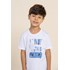 Conjunto camiseta infantil masculina básica com silk e bermuda de moletom Azul Escuro