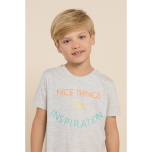 Conjunto camiseta infantil masculina com silk e bermuda de sarja Laranja
