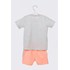 Conjunto Camiseta infantil masculina silk e bermuda moletinho Laranja Neon Flúor