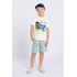 Conjunto de camiseta infantil masculina em malha 100% algodão e bermuda infantil masculina de moletom Verde Médio