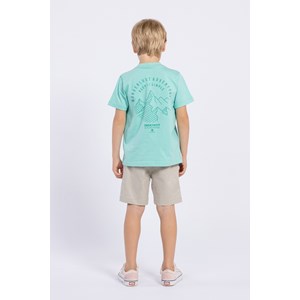 Conjunto de camiseta infantil masculina em malha 100% algodão e bermuda infantil masculina de sarja 