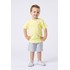 Conjunto de camiseta infantil masculina em malha e bermuda de linho sarja com lycra Cinza Claro