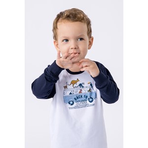 Conjunto de camiseta infantil masculina em malha e calça de moletom Marinho