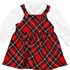 Conjunto feminino Infantil / Baby camisa em tricoline galles com detalhe de bordado na gola + jardin Vermelho