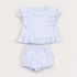 Conjunto Infantil Baby Feminino Blusa Com Bordados+ Short Com Elástico Nas Pernas Azul Claro Tamanho P