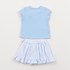 Conjunto Infantil Baby Feminino Blusa Com Laço + Saia-Short Babados Franzidos E Laço Azul Claro