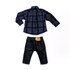 Conjunto Infantil / Baby Masculino Camisa + Calça Em Tricoline E Sarja - 1+1 Marinho