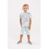 Conjunto Infantil Baby Masculino Camisa Estampada + Bermuda Saruel VERDE CLARO Tamanho P