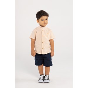 Conjunto Infantil Baby Masculino Camisa Listrada + Bermuda Sarja Marinho