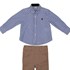 Conjunto infantil/ baby masculino camisa listrada manga longa + calça CAQUI