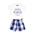 Conjunto Infantil / Baby Masculino Camiseta  + Bermuda Em Malha Penteada E Tricoline Xadrez -1+1 Marinho